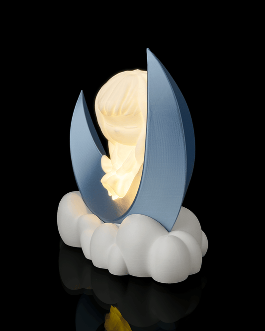 Moon Dreamer Night Light Girl on Crescent Moon LED Lamp