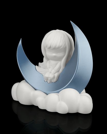 Moon Dreamer Night Light Girl on Crescent Moon LED Lamp