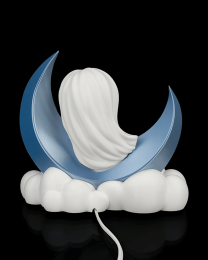 Moon Dreamer Night Light Girl on Crescent Moon LED Lamp