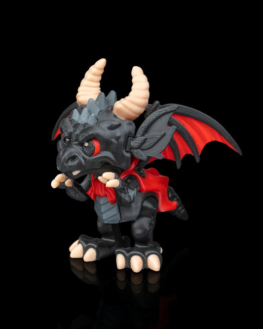 Night Fang Dragon Figurine – Dracoween Vampire Dragon Statue | Gothic Halloween Dragon Collectible | Fantasy Horror Home Décor (15cm)