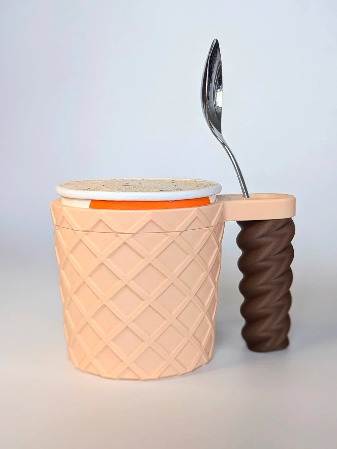 Custom Ice Cream Pint Holder – 3D Printed Mix & Match Cozy | Swirl, Waffle Cone, or Cupcake Body with Cookie, Swirl, or Cone Handle