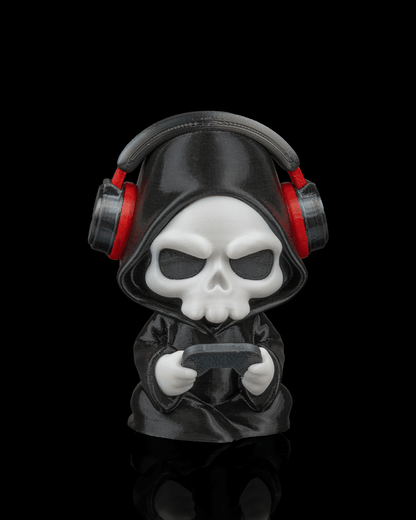 Gamer Reaper Figurine – Grim Reaper with Headphones | 3D Printed Halloween Collectible | Killer Holidays Collection