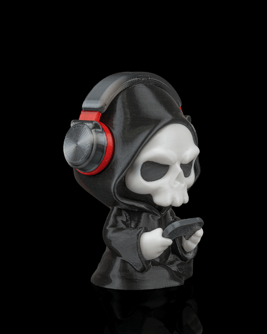 Gamer Reaper Figurine – Grim Reaper with Headphones | 3D Printed Halloween Collectible | Killer Holidays Collection