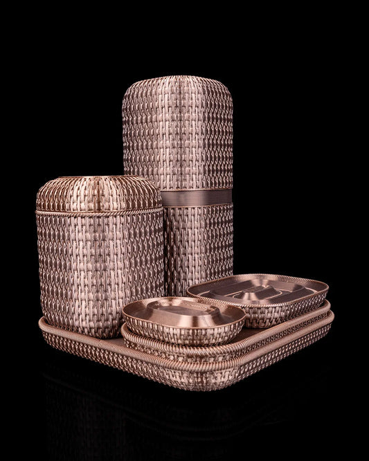 Rattan Retreat – Textured Bath Organizer Set for a Natural Touch - Fusion Layer 3D