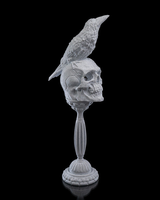 Skull Candle Holders – 2 Styles Gothic Halloween Decor | Crow Skull or Crown Skull | 3D Printed Horror Candle Stand with LED Glow