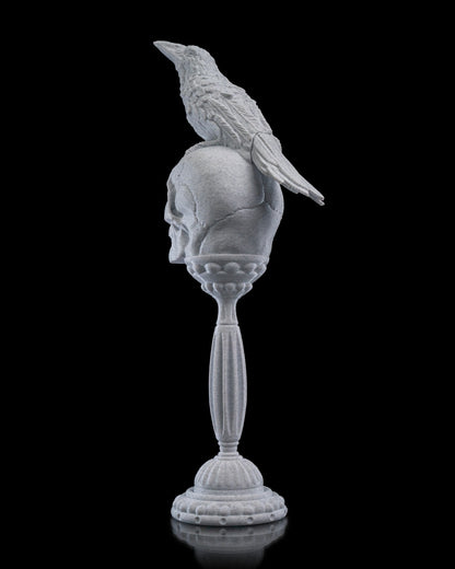 Skull Candle Holders – 2 Styles Gothic Halloween Decor | Crow Skull or Crown Skull | 3D Printed Horror Candle Stand with LED Glow