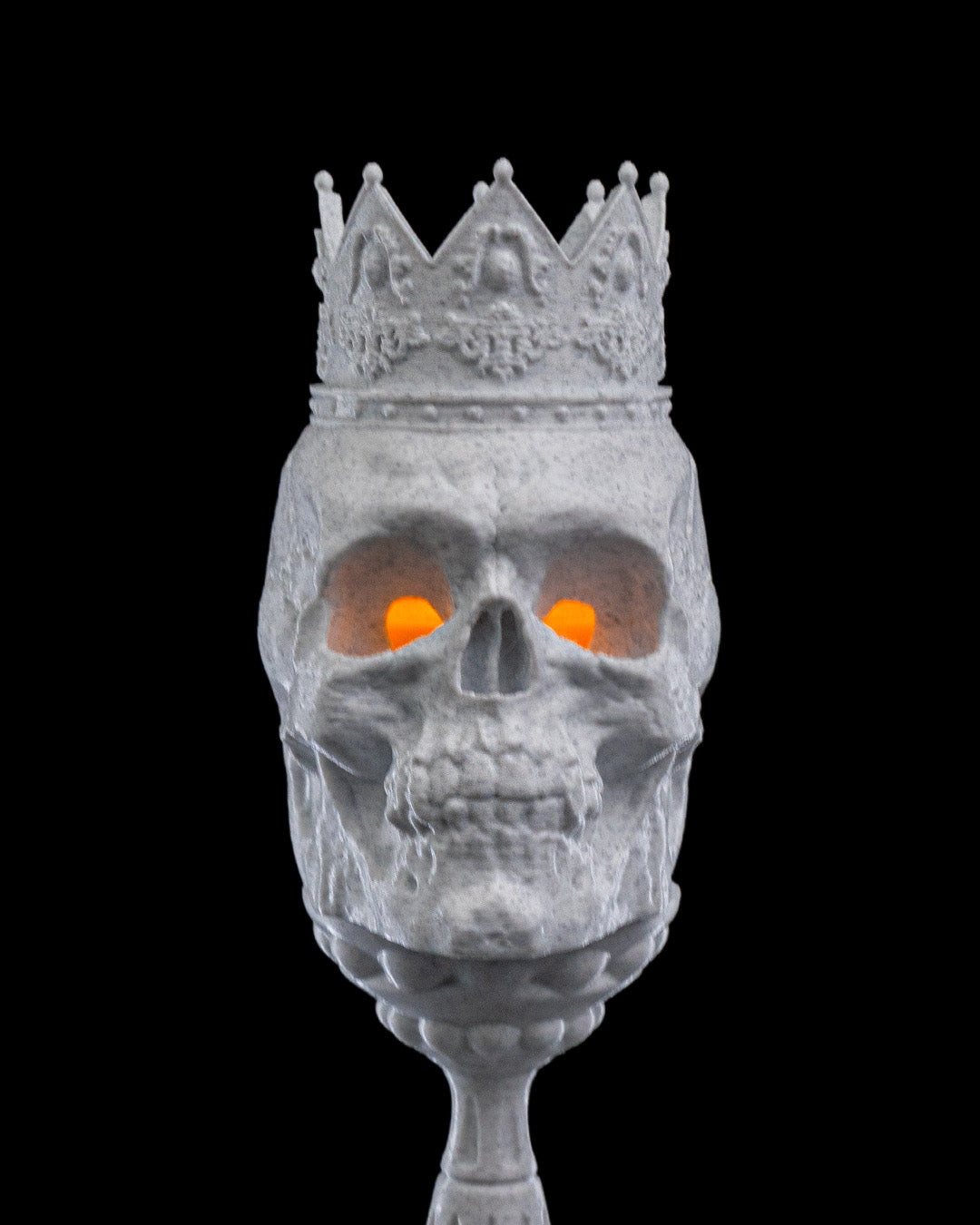Skull Candle Holders – 2 Styles Gothic Halloween Decor | Crow Skull or Crown Skull | 3D Printed Horror Candle Stand with LED Glow