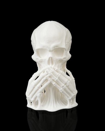 Skulls of Wisdom Statue Set – See No Evil, Hear No Evil, Speak No Evil | Gothic Skull Halloween Décor | 3D Printed Spooky Figurines
