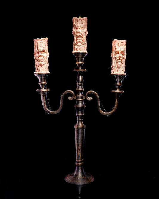 Soul-Lit Candelabra Haunted Triple Candle Display