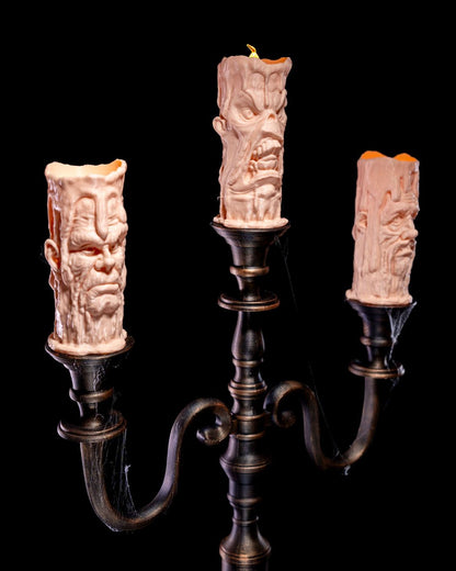 Soul-Lit Candelabra Haunted Triple Candle Display