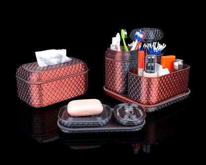 Steamy Scales – Luxe Bath Organizer Set with Bold Texture - Fusion Layer 3D
