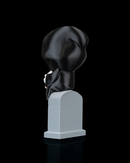 Sweet Rest Reaper Figurine – Grim Reaper on Tombstone with Drink | 3D Printed Halloween Collectible | Killer Holidays Collection