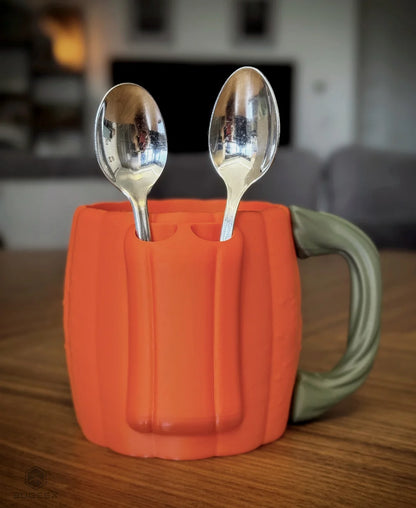 Pumpkin Ice Cream Pint Holder – 3D Printed Jack-o’-Lantern Cozy | Halloween Dessert Cup | Left or Right Handle
