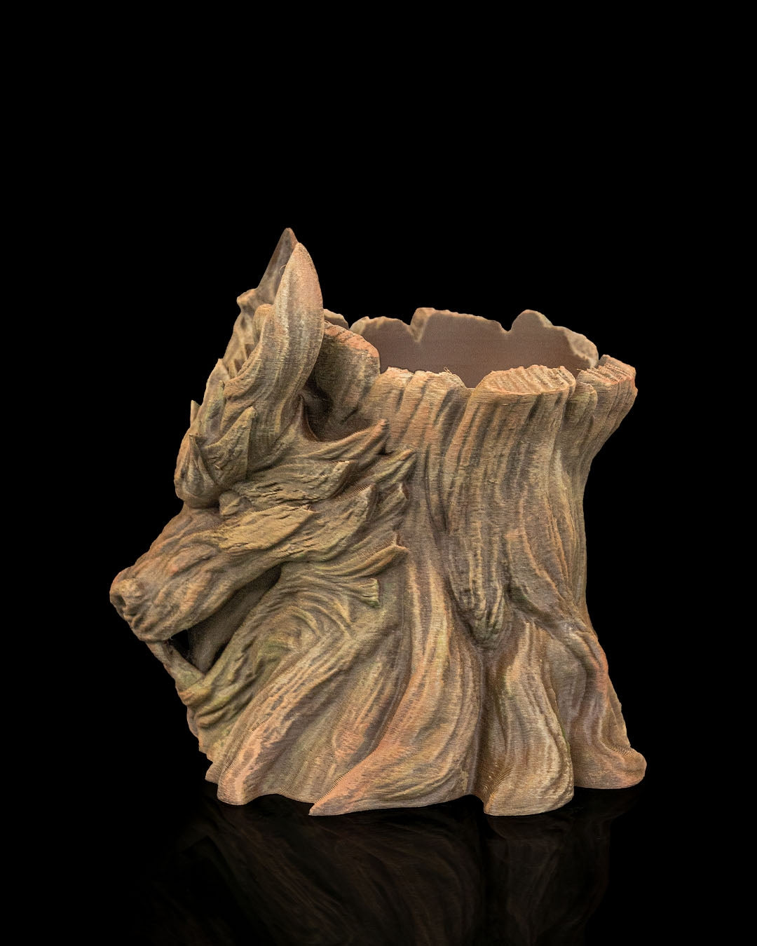 The Grove Keeper Dragon Planter – 12cm Fantasy Wooden Guardian Pot | 3D Printed Mythical Home & Garden Décor
