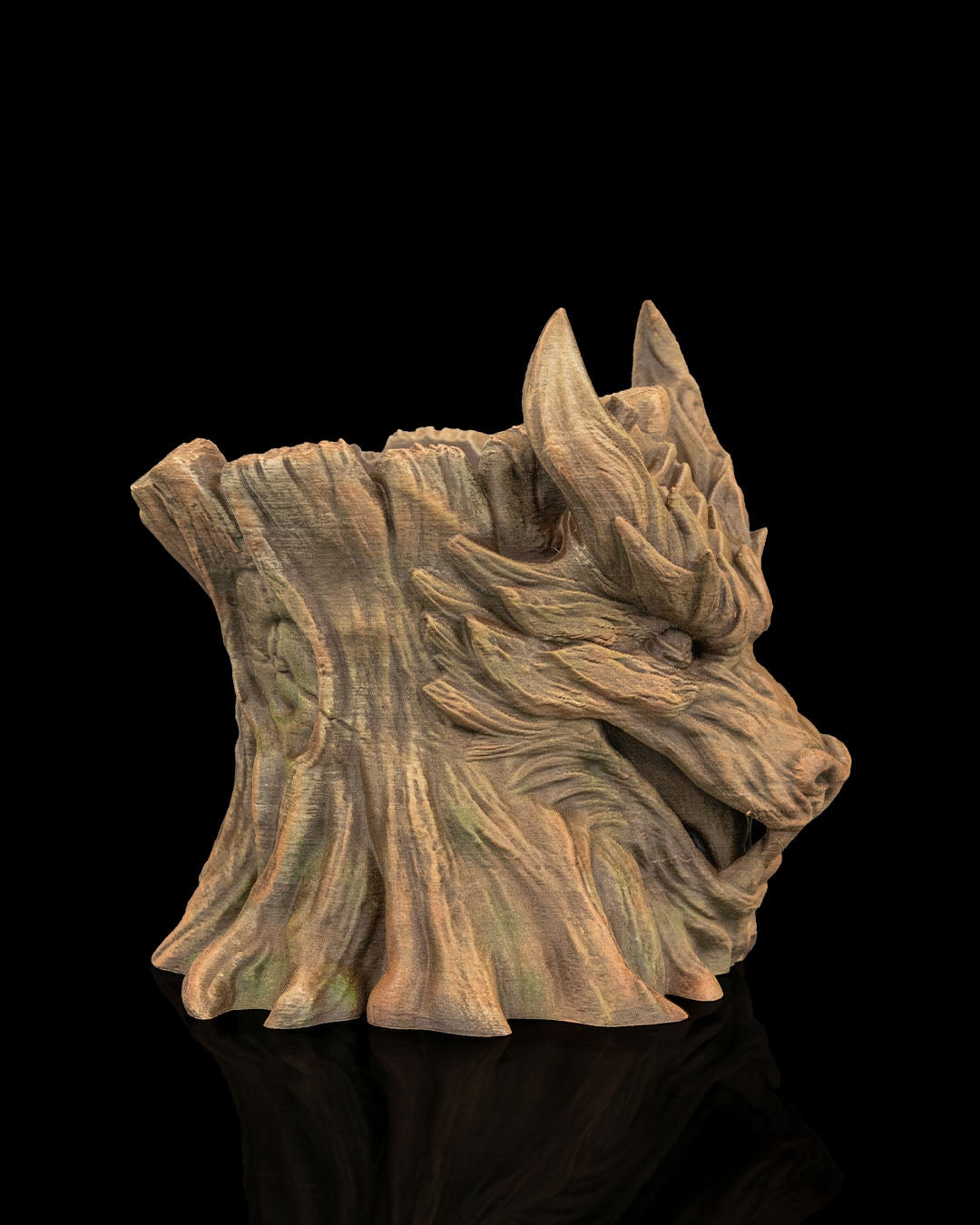The Grove Keeper Dragon Planter – 12cm Fantasy Wooden Guardian Pot | 3D Printed Mythical Home & Garden Décor