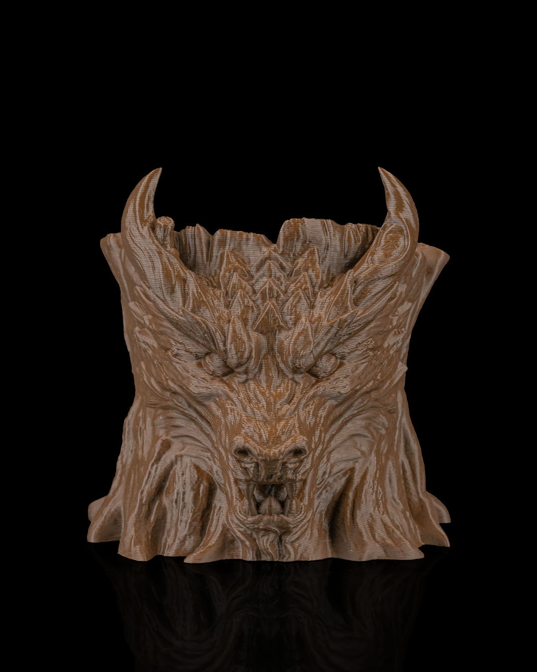 The Grove Keeper Dragon Planter – 12cm Fantasy Wooden Guardian Pot | 3D Printed Mythical Home & Garden Décor