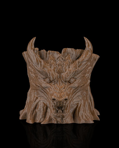 The Grove Keeper Dragon Planter – 12cm Fantasy Wooden Guardian Pot | 3D Printed Mythical Home & Garden Décor