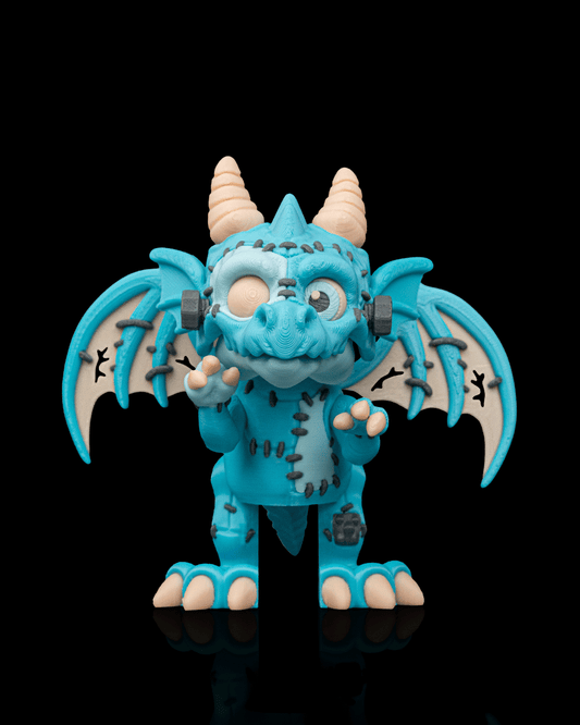 The Reassembled Dragon – Dracoween Collection | 3D Printed Frankenstein Dragon Figurine | Gothic Halloween Fantasy Collectible