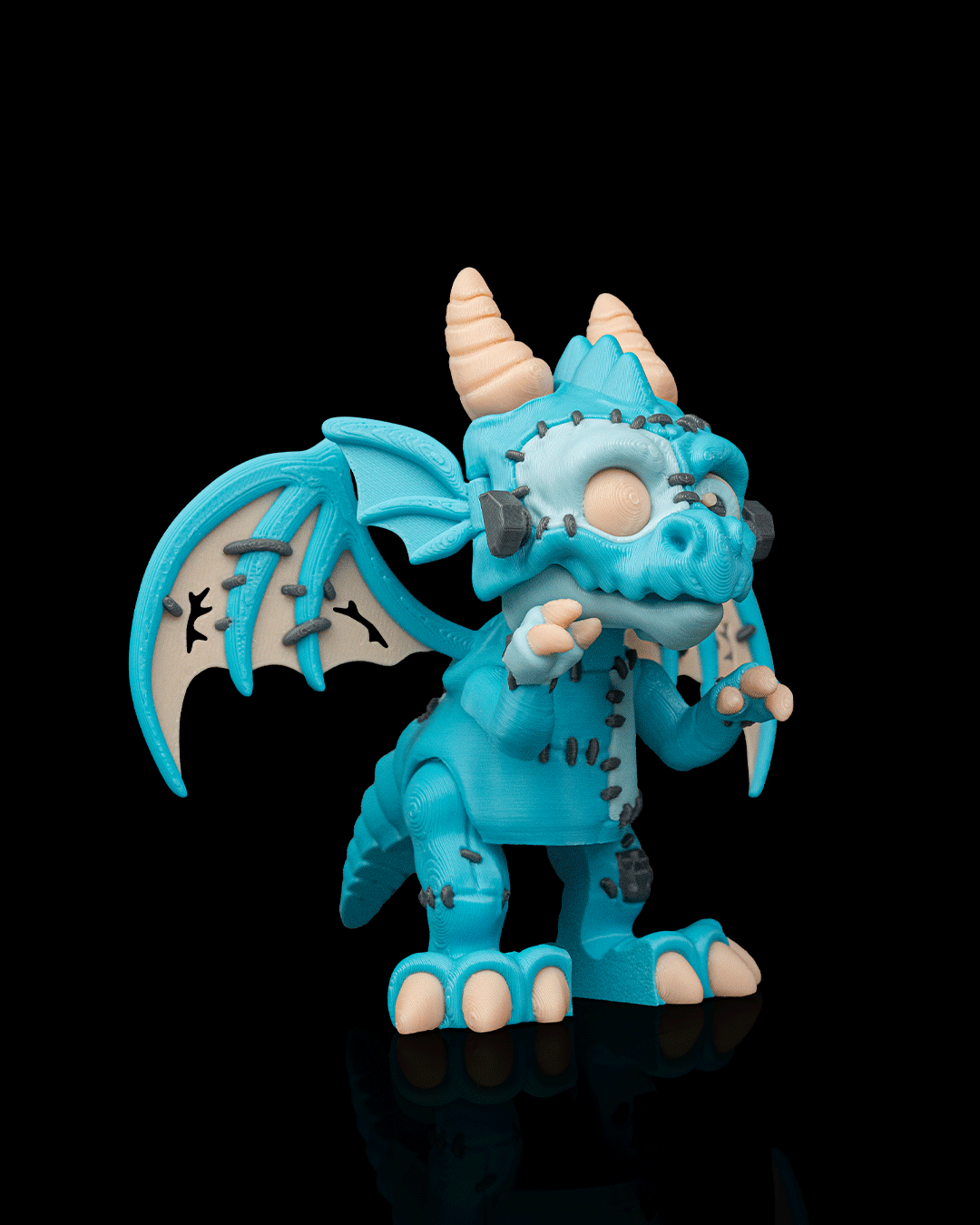 The Reassembled Dragon – Dracoween Collection | 3D Printed Frankenstein Dragon Figurine | Gothic Halloween Fantasy Collectible