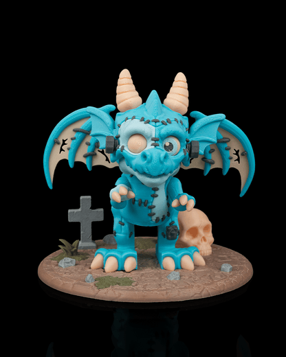 The Reassembled Dragon – Dracoween Collection | 3D Printed Frankenstein Dragon Figurine | Gothic Halloween Fantasy Collectible