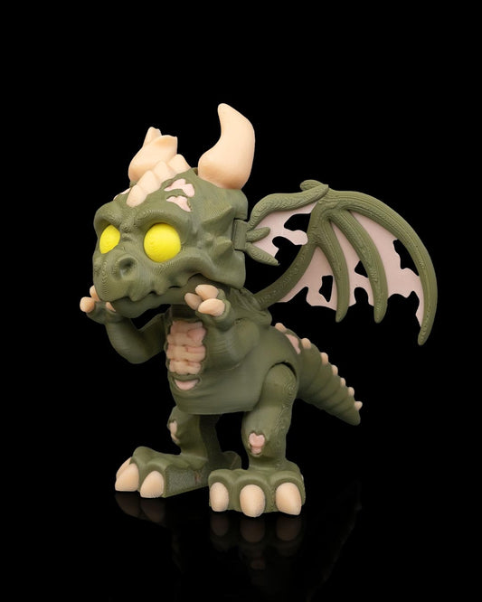 The Restless – Zombie Dragon Figurine | Dracoween Halloween Dragon Collectible | 3D Printed Undead Dragon Statue