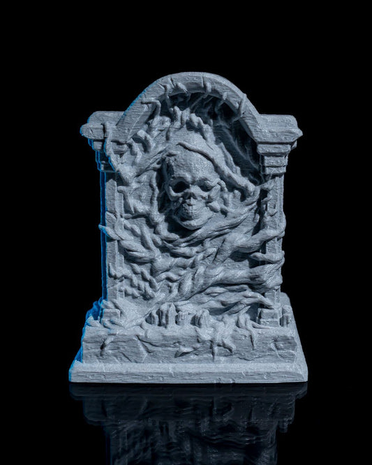 Haunted Tombstone Halloween Light – Grim Reaper Projection Lamp | 3D Printed Spooky Graveyard Décor with LED Glow