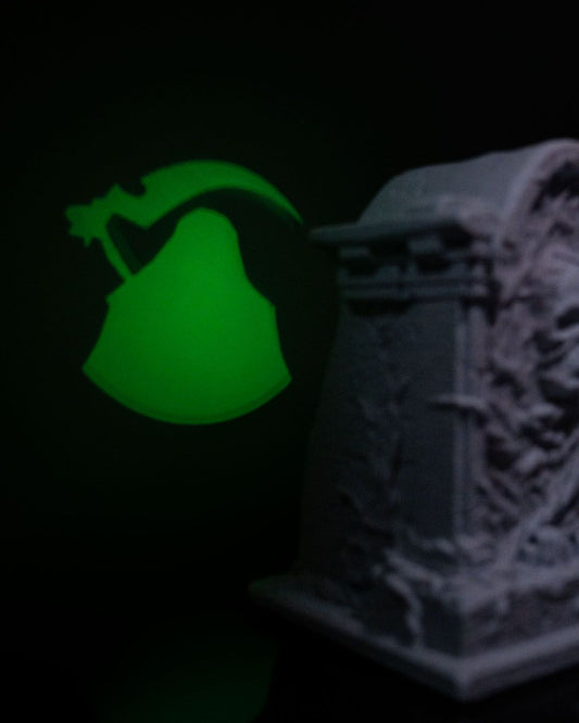 Haunted Tombstone Halloween Light – Grim Reaper Projection Lamp | 3D Printed Spooky Graveyard Décor with LED Glow