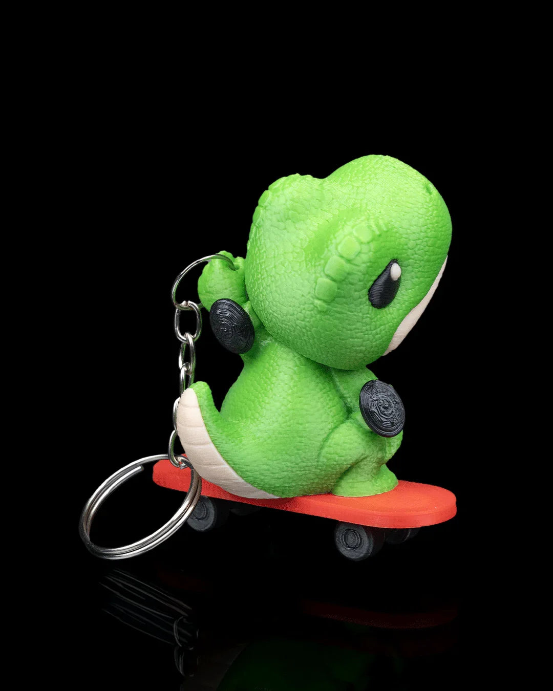 Skate-a-saurus Rex Keychain – Thrill-Seeking Dino Skater - Fusion Layer 3D