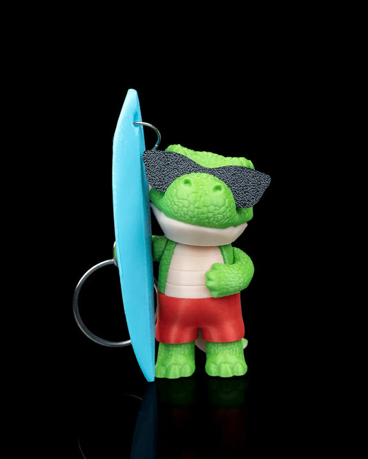 Tyranno-Surf Keychain – Dino Surfer Dude - Fusion Layer 3D