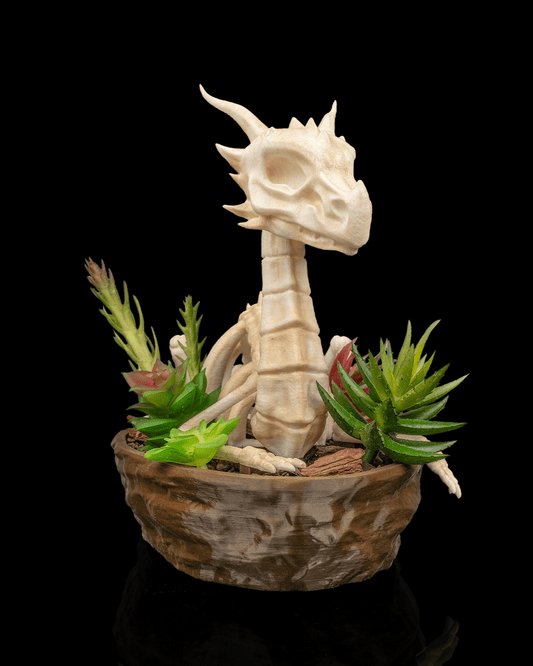 Verdant Remains Dragon Skull Planter – Fantasy Gothic Skeleton Pot | 3D Printed Mythical Home & Garden Décor