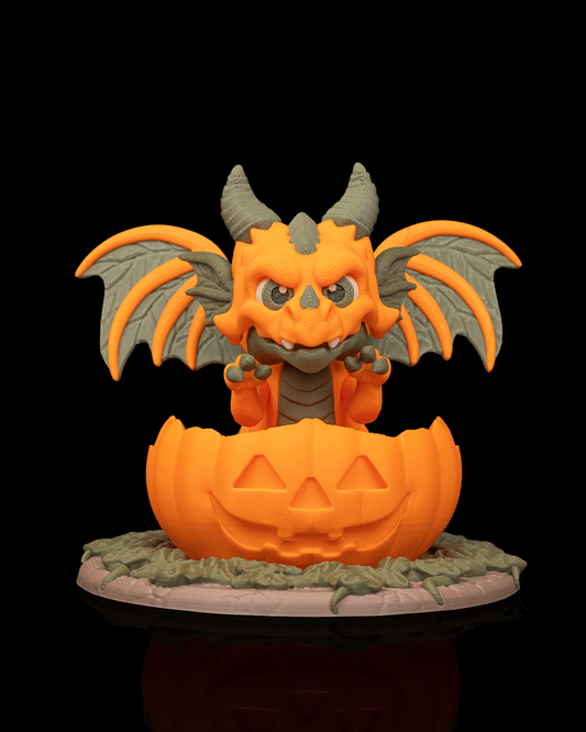 Warden of the Patch – Halloween Pumpkin Dragon Figurine | 3D Printed Dracoween Collectible