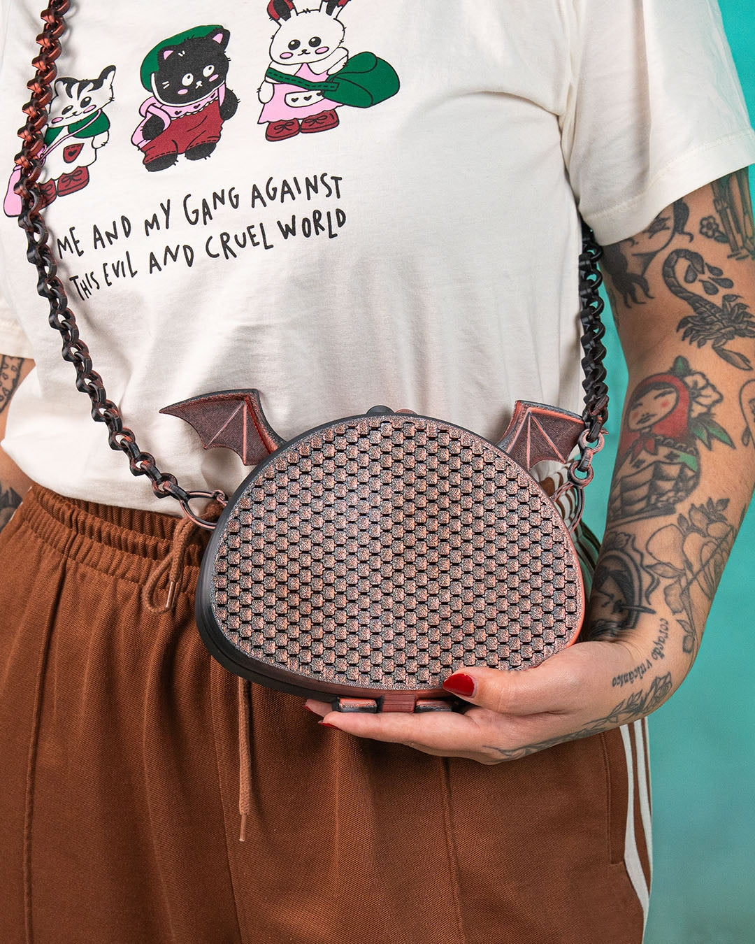 The Nocturna – Bat Wing Mesh 3D Printed Crossbody Purse | Gothic Bat Wing Bag with Custom Strap Length