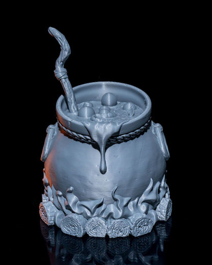 Witch’s Cauldron Halloween Light – Bubbling Cauldron Lamp with Bat Projection | 3D Printed Spooky Party Décor Centerpiece