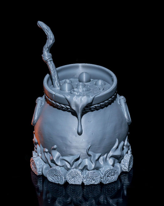 Witch’s Cauldron Halloween Light – Bubbling Cauldron Lamp with Bat Projection | 3D Printed Spooky Party Décor Centerpiece