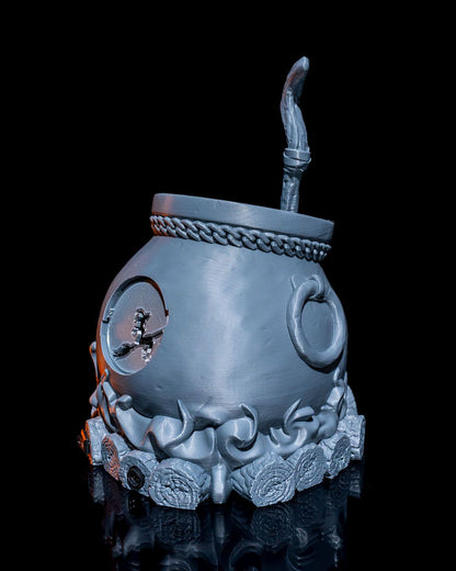 Witch’s Cauldron Halloween Light – Bubbling Cauldron Lamp with Bat Projection | 3D Printed Spooky Party Décor Centerpiece