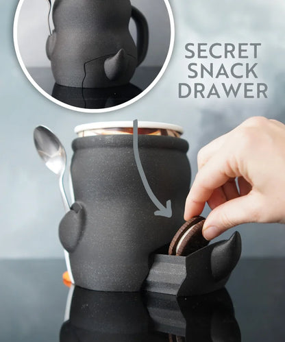 Penguin Ice Cream Pint Holder – 3D Printed Cozy with Spoon Slots | Optional Snack Drawer | Pebbles the Penguin | Left or Right Handle