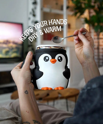 Penguin Ice Cream Pint Holder – 3D Printed Cozy with Spoon Slots | Optional Snack Drawer | Pebbles the Penguin | Left or Right Handle