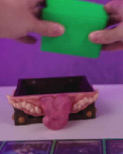 Greedy Chest Monster Treasure Card Deck Box with Fangs and Tongue