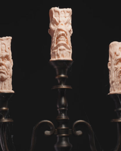 Soul-Lit Candelabra Haunted Triple Candle Display