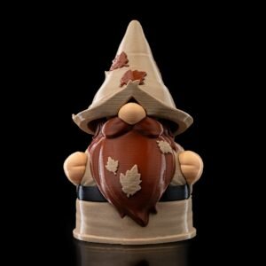 Ceramic gnome with autumn leaves