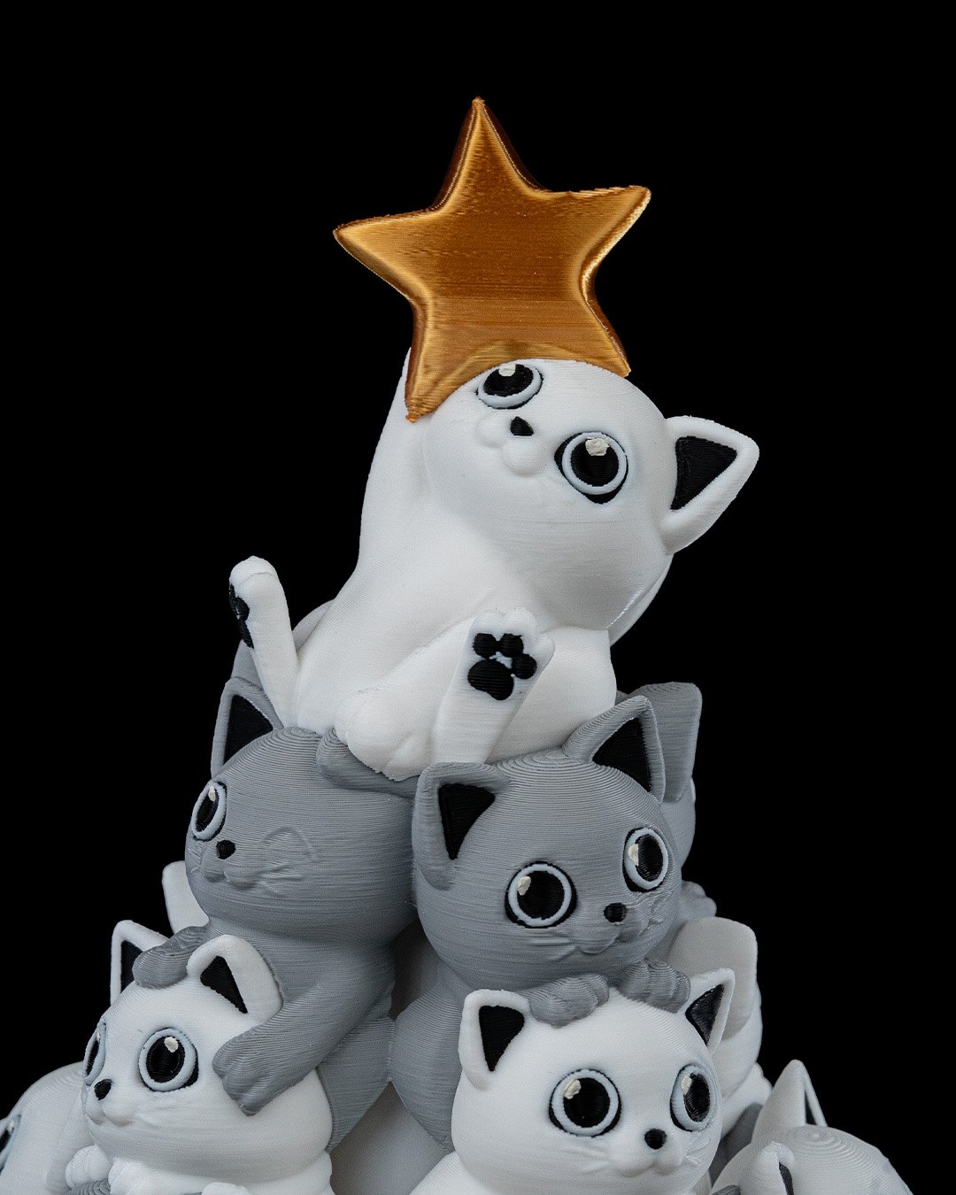 Catmas Tree Table Lamp – 17 cm (6.7 in) 3D Printed Christmas Cat Light with LED Tea Light - Image 6