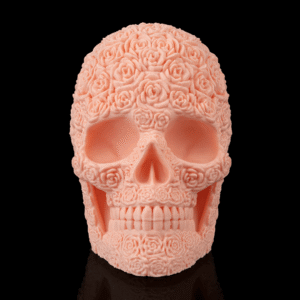 bloom of doom rose skull – gothic skull with roses | 3d printed halloween decoration | dark romantic spooky home décor
