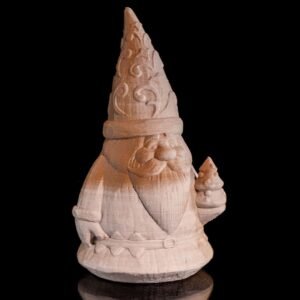 Carved Santa Gnome – 15cm 3D Printed Christmas Decoration in Wood Finish