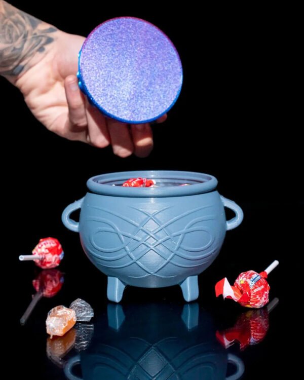 Mini Cauldron Candy Bucket – 3D Printed Witch Pot with Bubble Lid - Fusion Layer 3D
