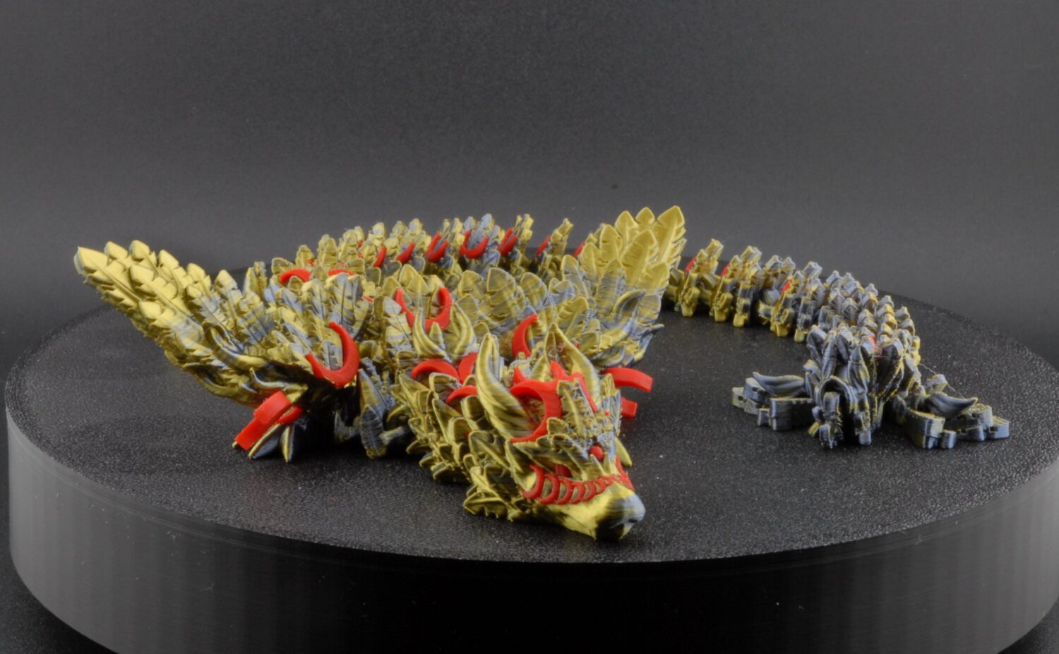 lunar winged dragon – articulated poseable fantasy dragon toy | 3d printed collectible with celestial moon wings