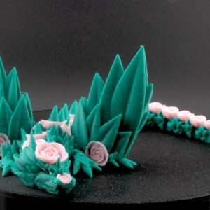 rose winged dragon – articulated poseable fantasy dragon toy | 3d printed collectible with rose bloom wings
