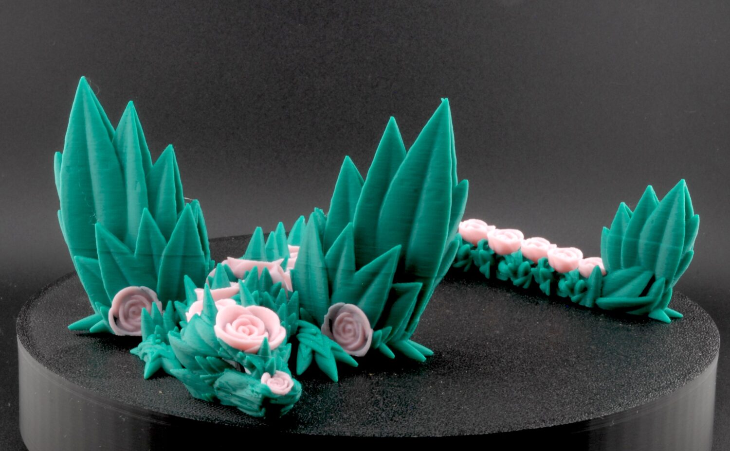 rose winged dragon – articulated poseable fantasy dragon toy | 3d printed collectible with rose bloom wings