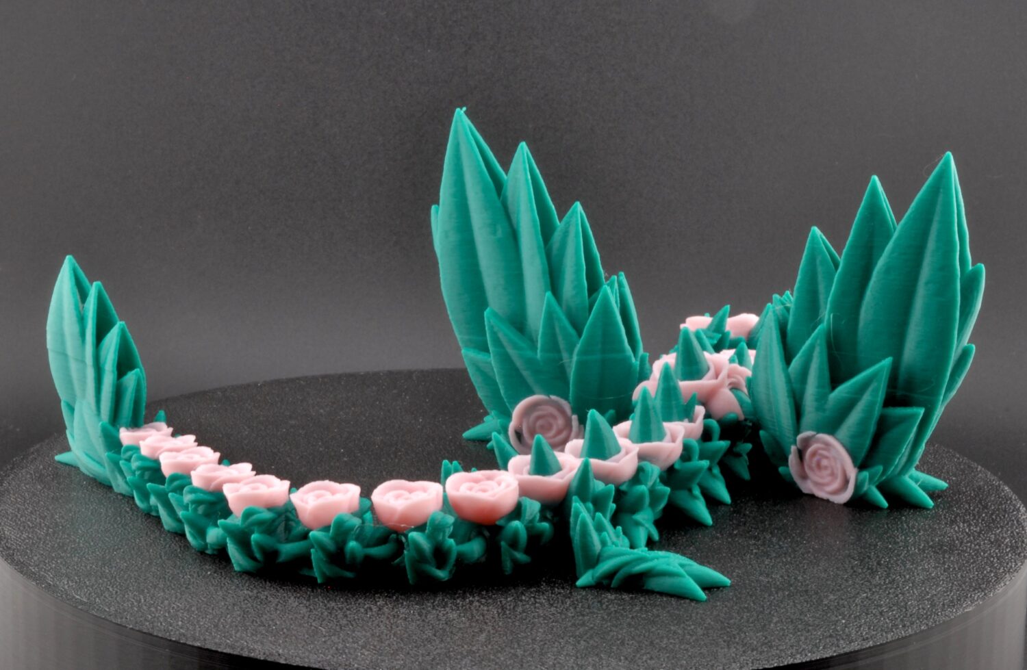 rose winged dragon – articulated poseable fantasy dragon toy | 3d printed collectible with rose bloom wings