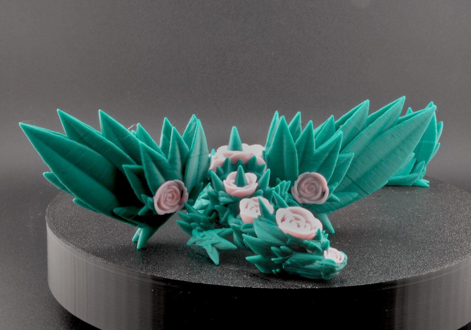rose winged dragon – articulated poseable fantasy dragon toy | 3d printed collectible with rose bloom wings