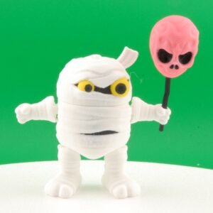 mummy figure – articulated halloween monster collectible | 3d printed horror figurine | creepy mummy keychain with skull staff